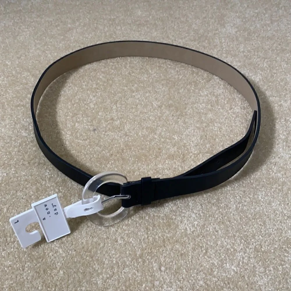 Women’s Black Belt with Clear Buckle L NWT